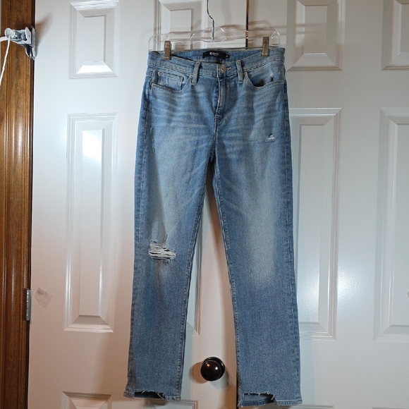 Hudson Jeans Denim - Hudson Jeans Light Blue Distressed Straight Leg Jeans